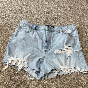Hollister Light Blue Ripped Jean Shorts